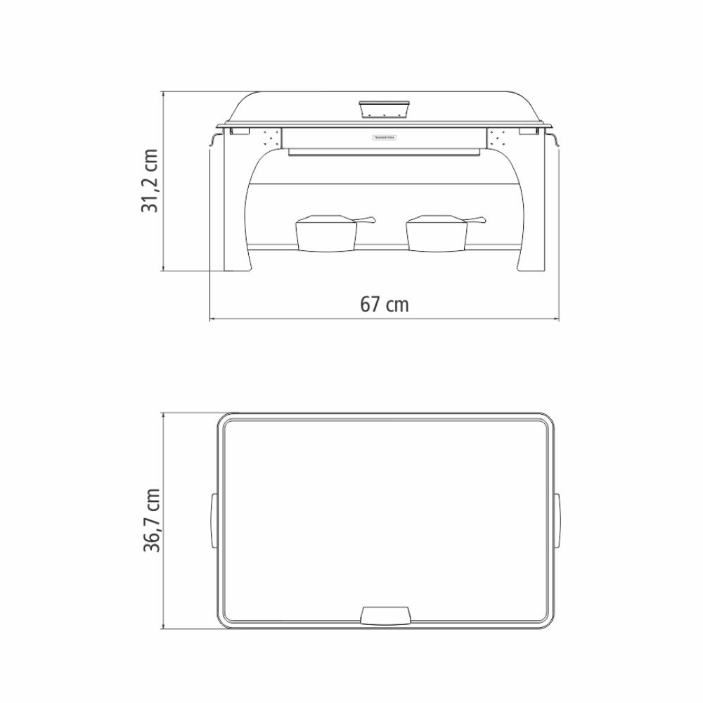 RECHAUD TRAMONTINA 61040/220 RECTANGULAR 2X1/2 C/BRASERO