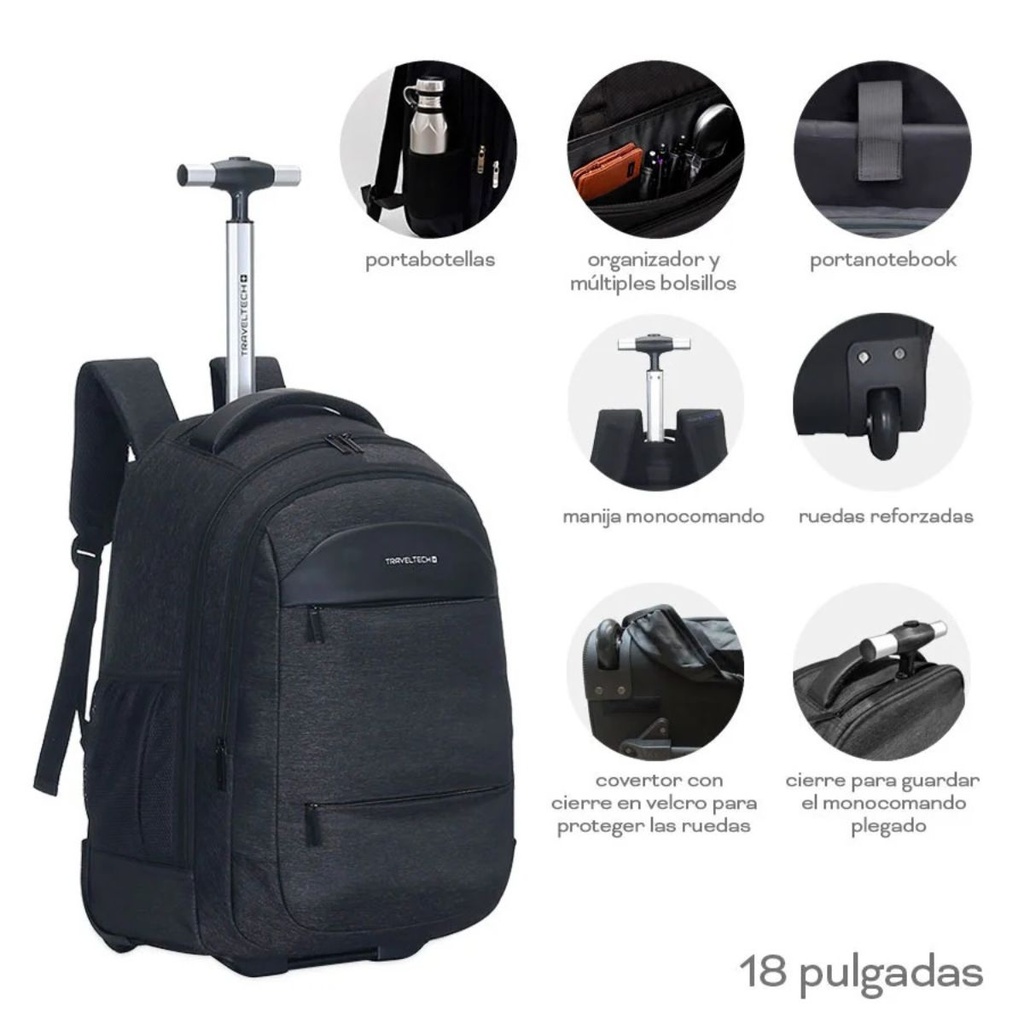 MOCHILA TRAVEL TECH 16019 C/CARRO