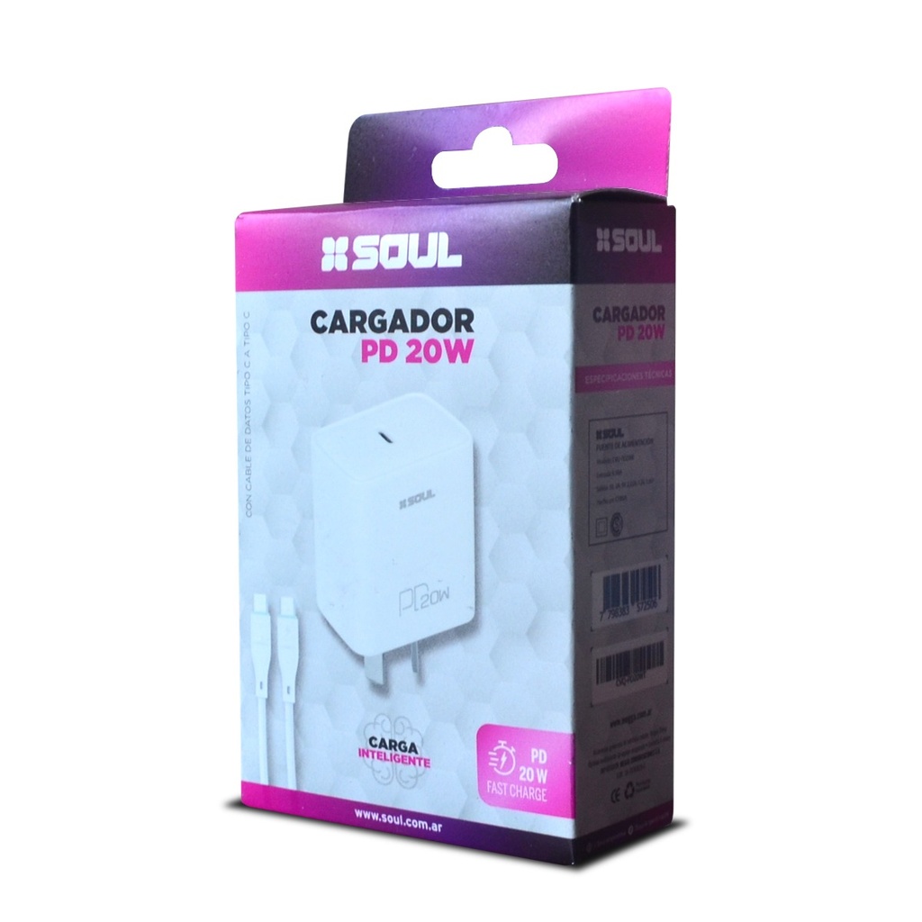 CARGADOR USB SOUL CVQ-PD20WL