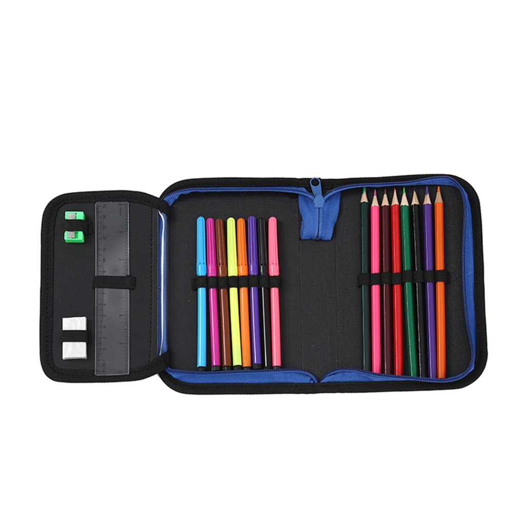 CARTUCHERA CON ÚTILES TRENDY 52587 DINOSAURIO AZUL