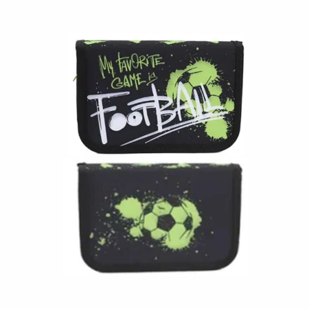 CARTUCHERA CON ÚTILES TRENDY 52586 FÚTBOL NEGRO