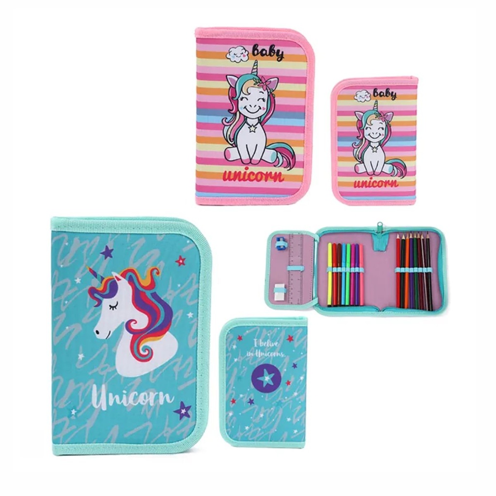 CARTUCHERA CON ÚTILES TRENDY 52588 UNICORNIO ROSA