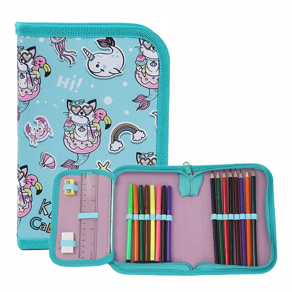 CARTUCHERA CON ÚTILES TRENDY 52589 DULCES CELESTE