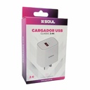 CARGADOR USB SOUL CLASSIC CVJ-XUSB1BL 2.4A SIN CABLE