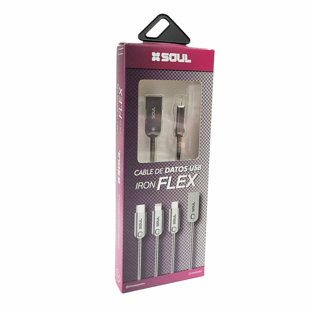 CABLE DE DATOS SOUL IRON FLEX LIGHTNING NEGRO