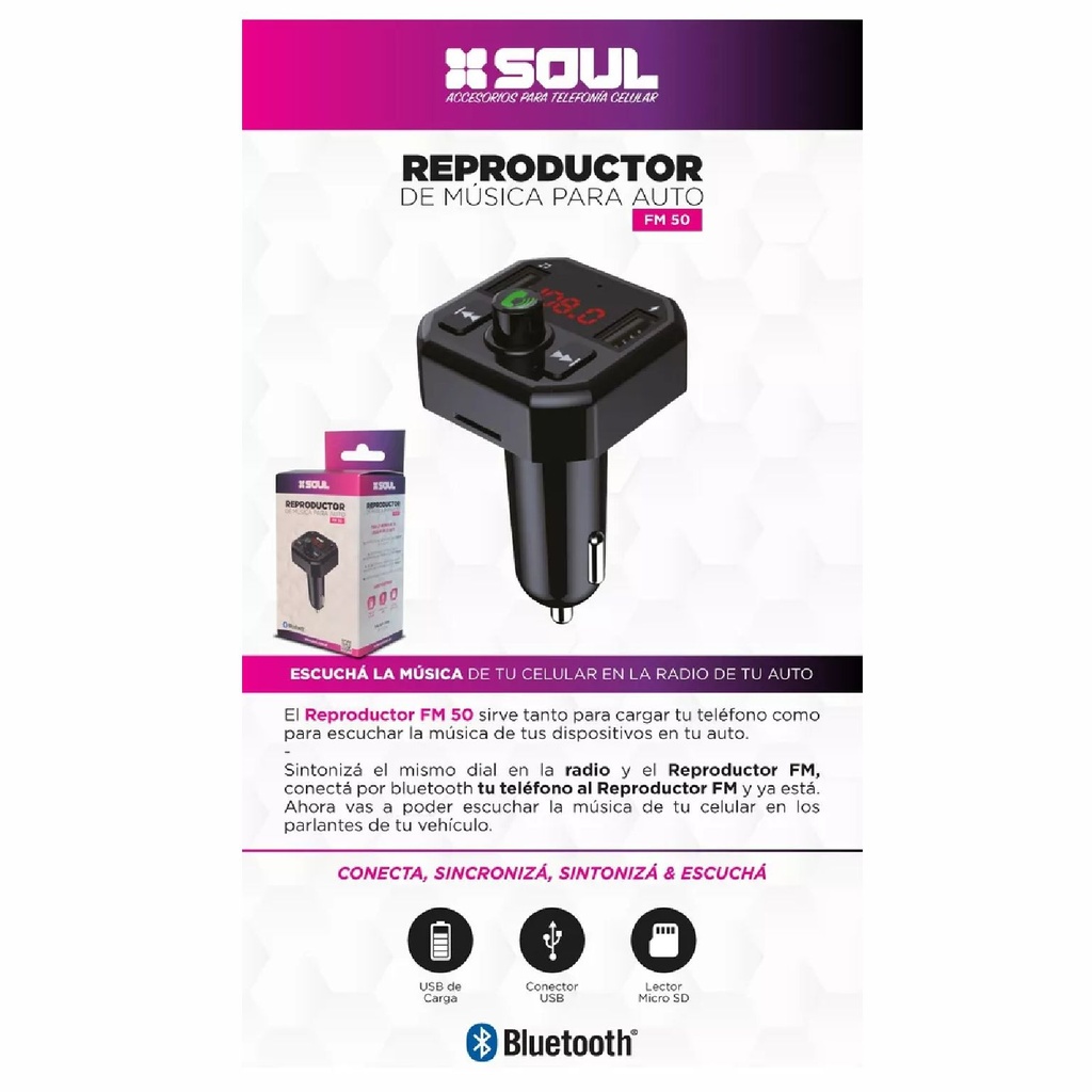 REPRODUCTOR BT SOUL CA-FM50 P/AUTO