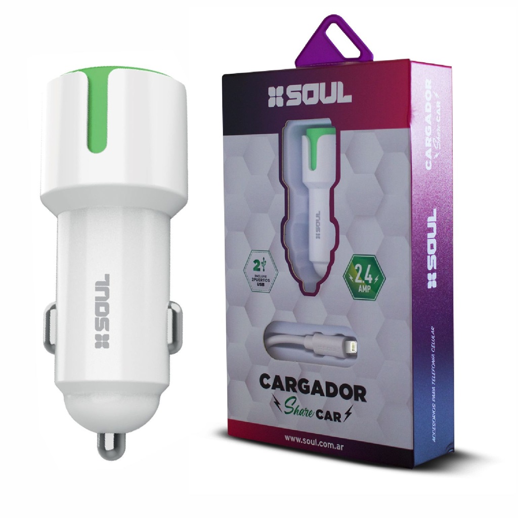 CARGADOR DE AUTO SOUL CAQ-USBDUALL LIGHTNING
