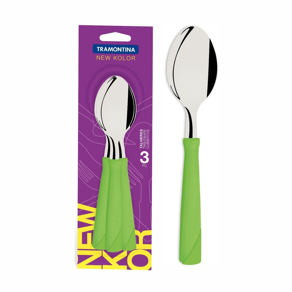 CUCHARA DE MESA TRAMONTINA 23163/320 NEW KOLOR 3PZS VERDE