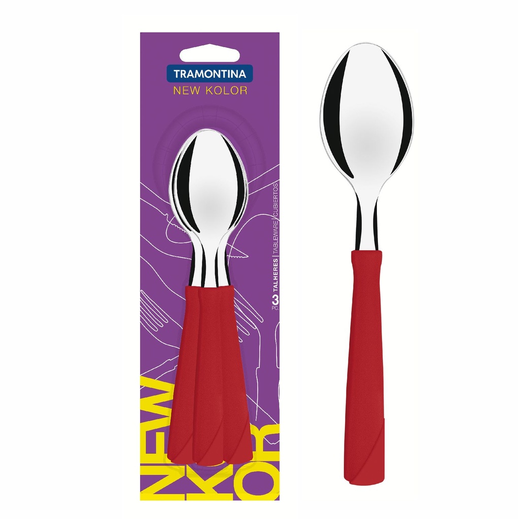 CUCHARA DE MESA TRAMONTINA 23163/370 NEW KOLOR 3PZS ROJO
