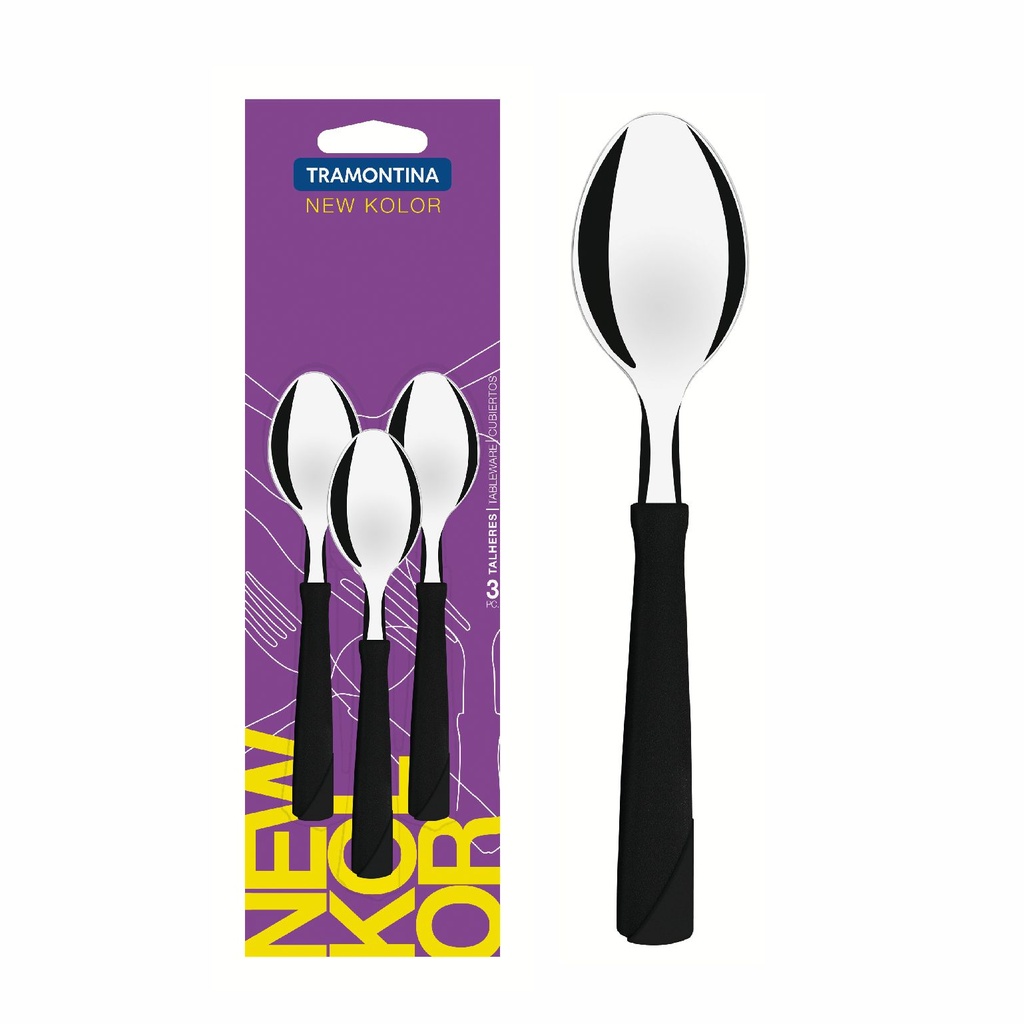 CUCHARA DE TE TRAMONTINA 23167/300 NEW KOLOR 3PZS NEGRO