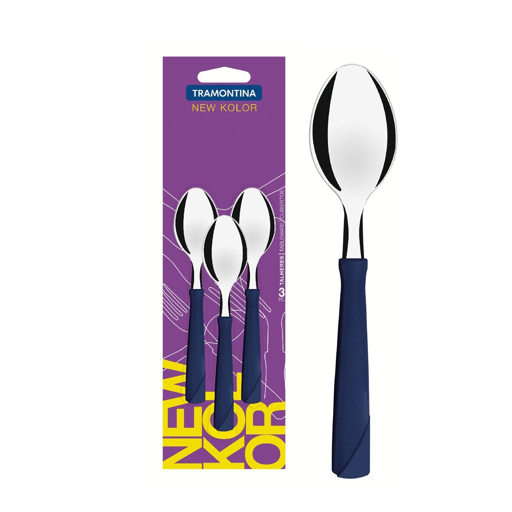 CUCHARA DE TE TRAMONTINA 23167/310 NEW KOLOR 3PZS AZUL