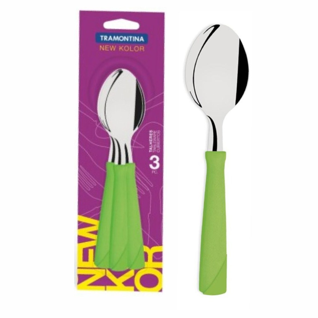 CUCHARA DE TE TRAMONTINA 23167/320 NEW KOLOR 3PZS VERDE