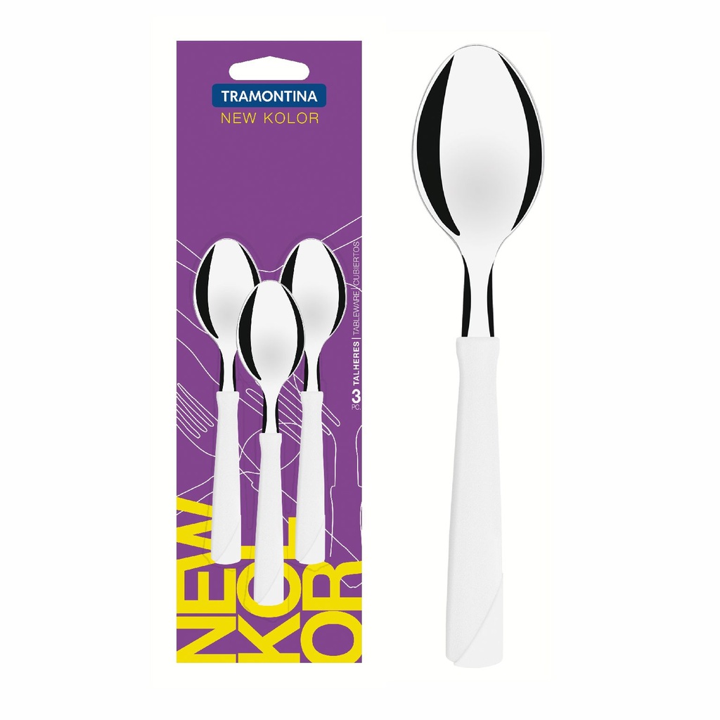 CUCHARA DE TE TRAMONTINA 23167/380 NEW KOLOR 3PZS BLANCO