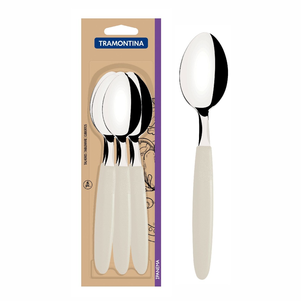 CUCHARA DE MESA TRAMONTINA 23363/666 IPANEMA 6PZS GRIS