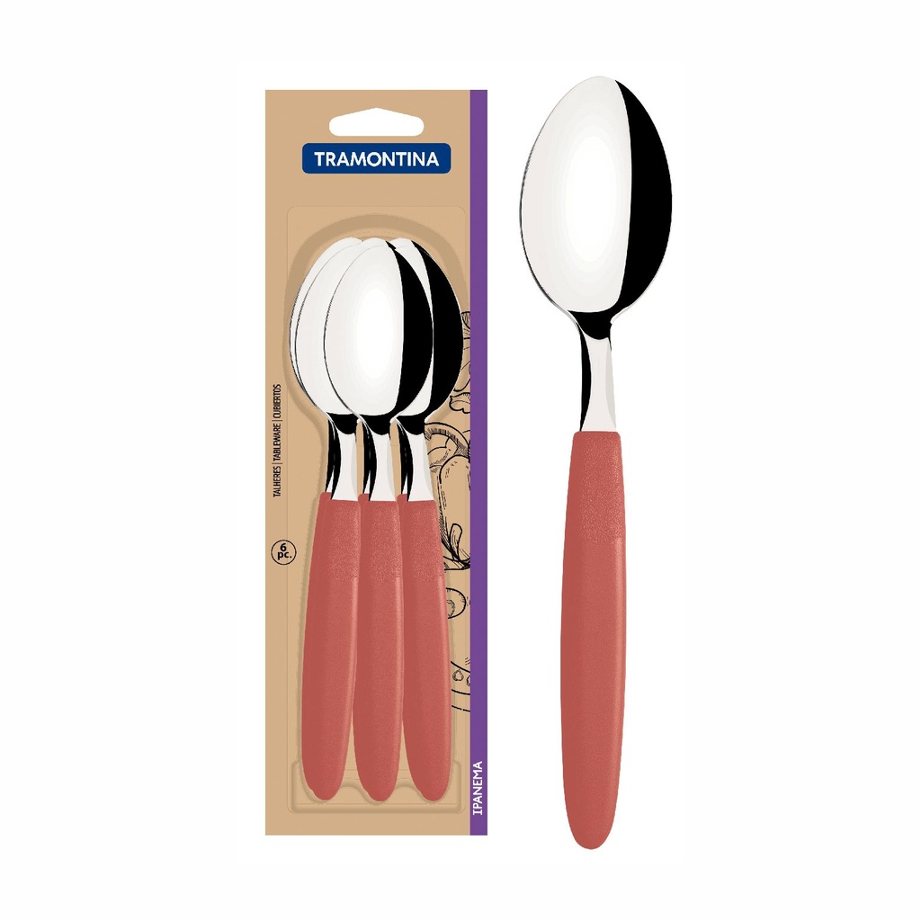 CUCHARA DE MESA TRAMONTINA 23363/644 IPANEMA 6PZS SALMON