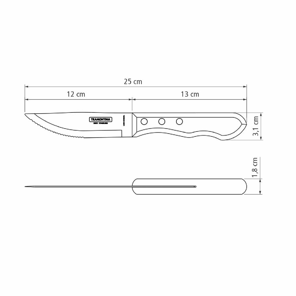 CUCHILLO PARA ASADO TRAMONTINA 21116/095 POLLYWOOD 12PZS