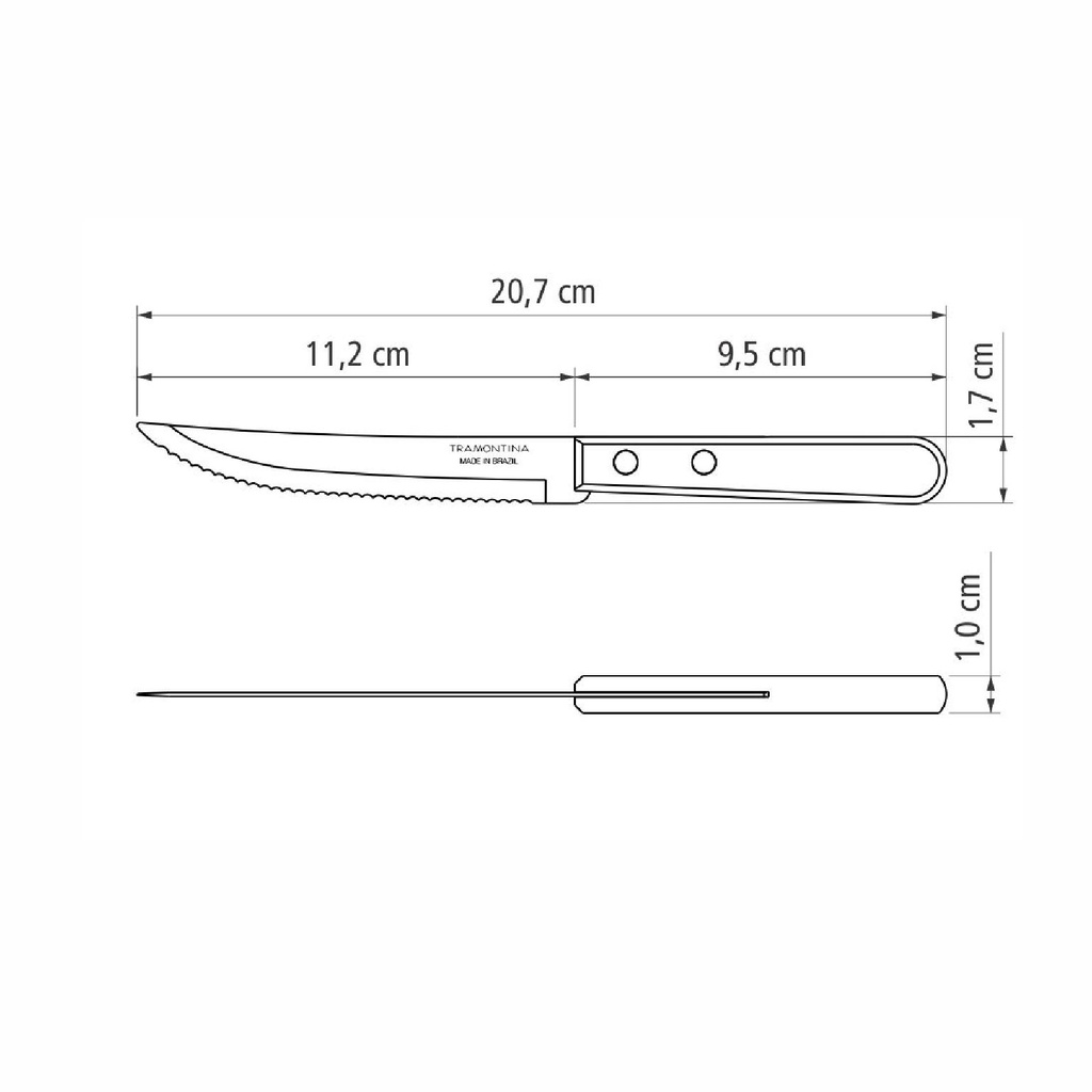 CUCHILLO DE MESA TRAMONTINA 22300/905 DYNAMIC 12PZS