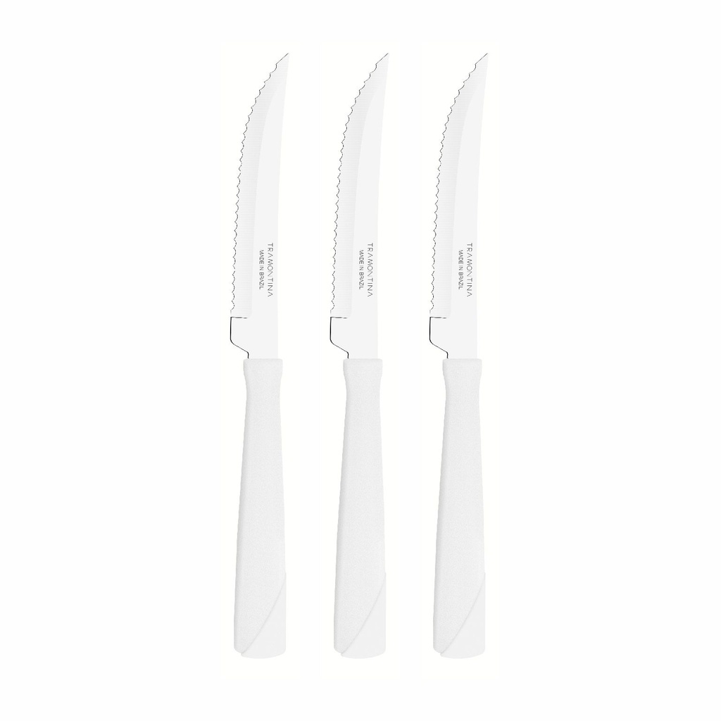 CUCHILLO DE MESA TRAMONTINA 23160/384 NEW KOLOR 3PZS BLANCO