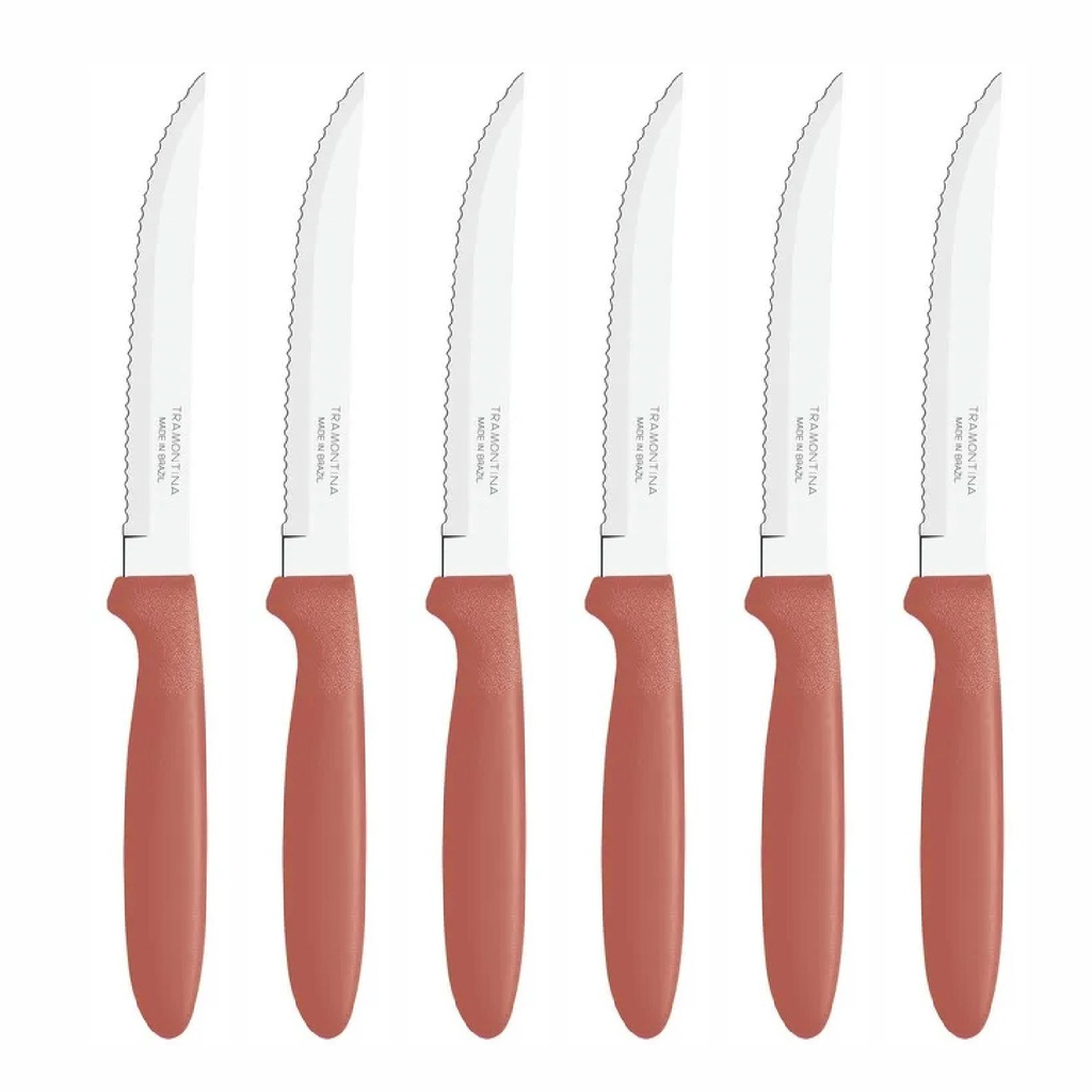 CUCHILLO DE MESA TRAMONTINA 23360/644 IPANEMA 6PZS SALMON