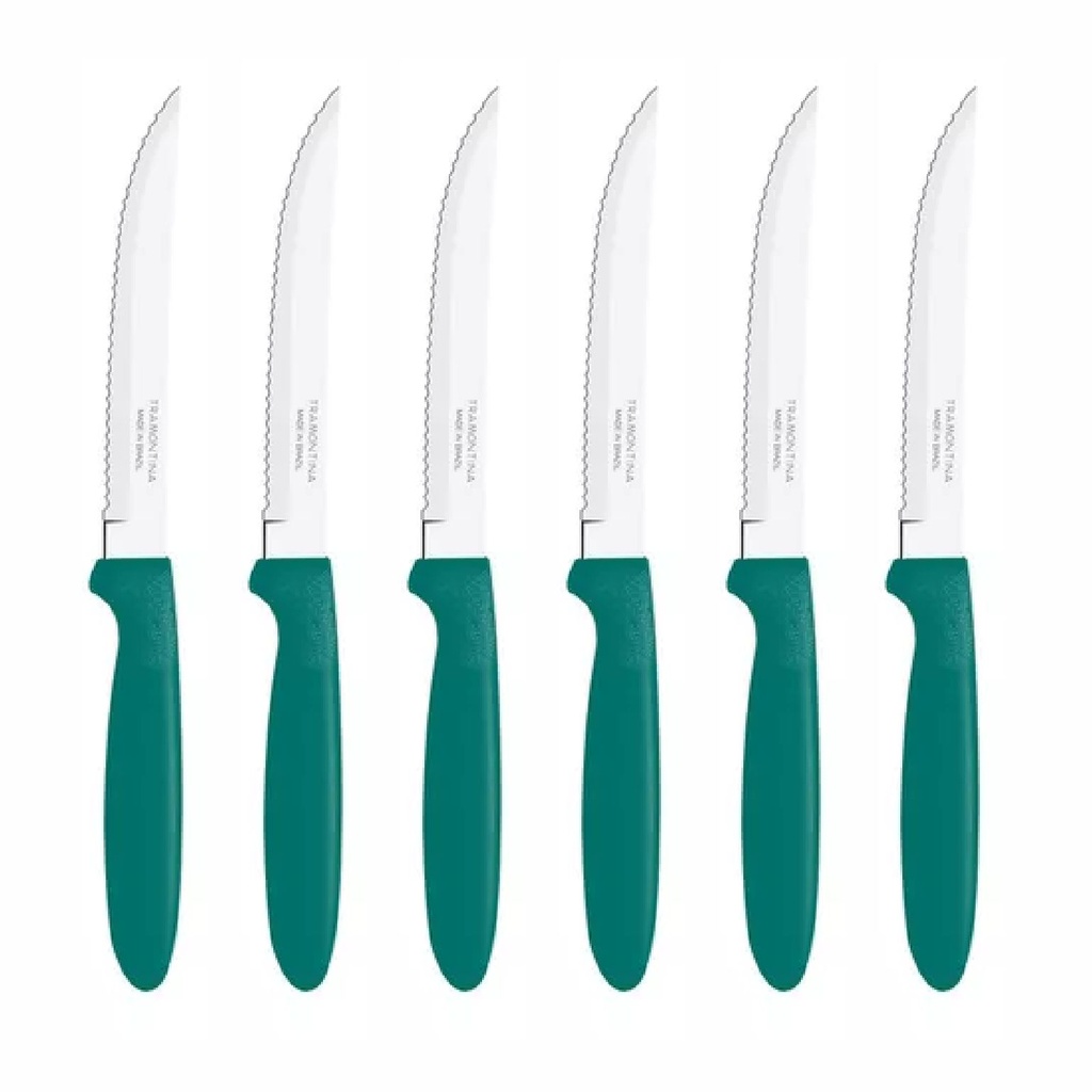 CUCHILLO DE MESA TRAMONTINA 23360/622 IPANEMA 6PZS VERDE
