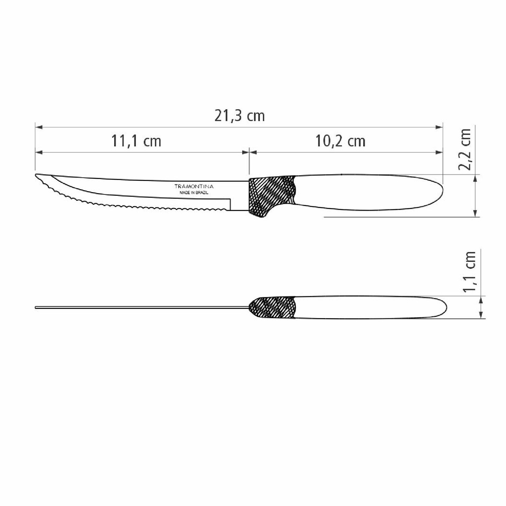 CUCHILLO DE MESA TRAMONTINA 23360/915 IPANEMA 12PZS AZUL