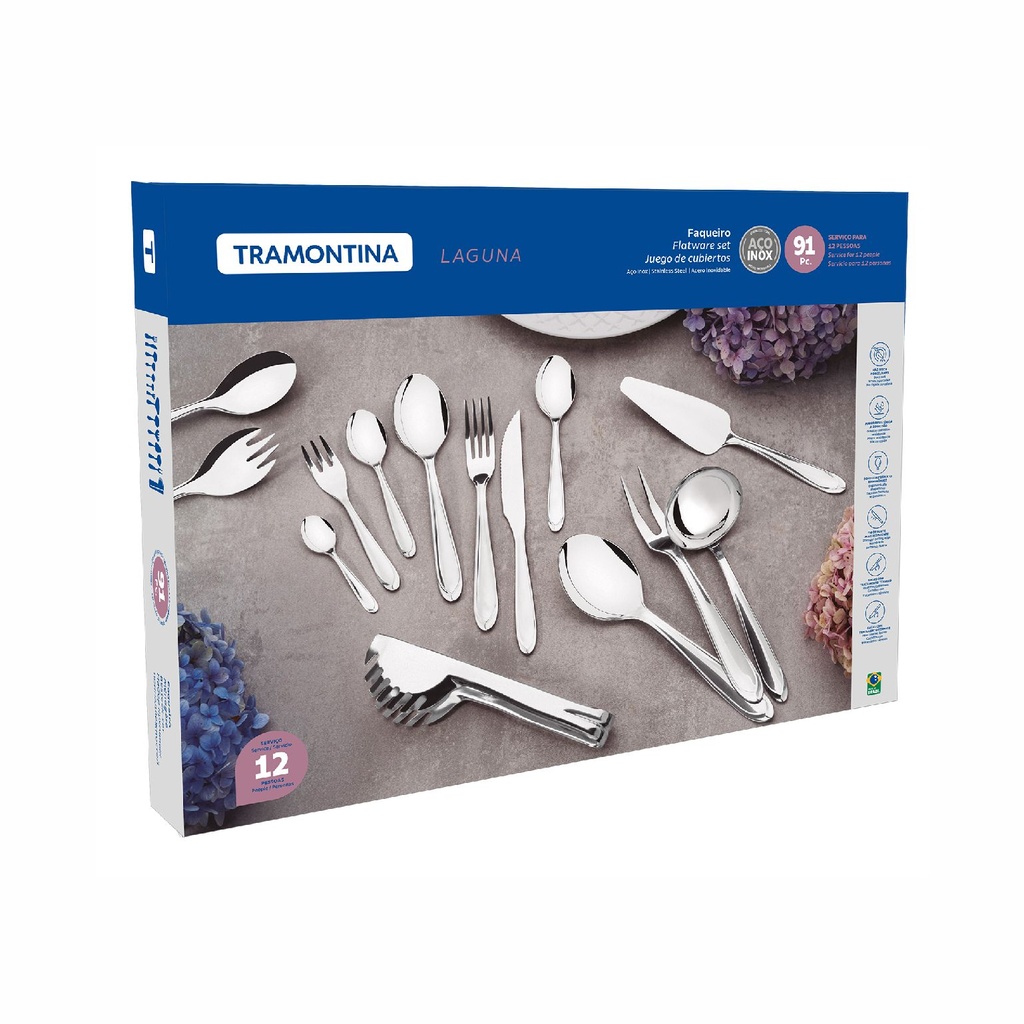 JUEGO DE CUBIERTOS TRAMONTINA 66906/890 91PZS LAGUNA