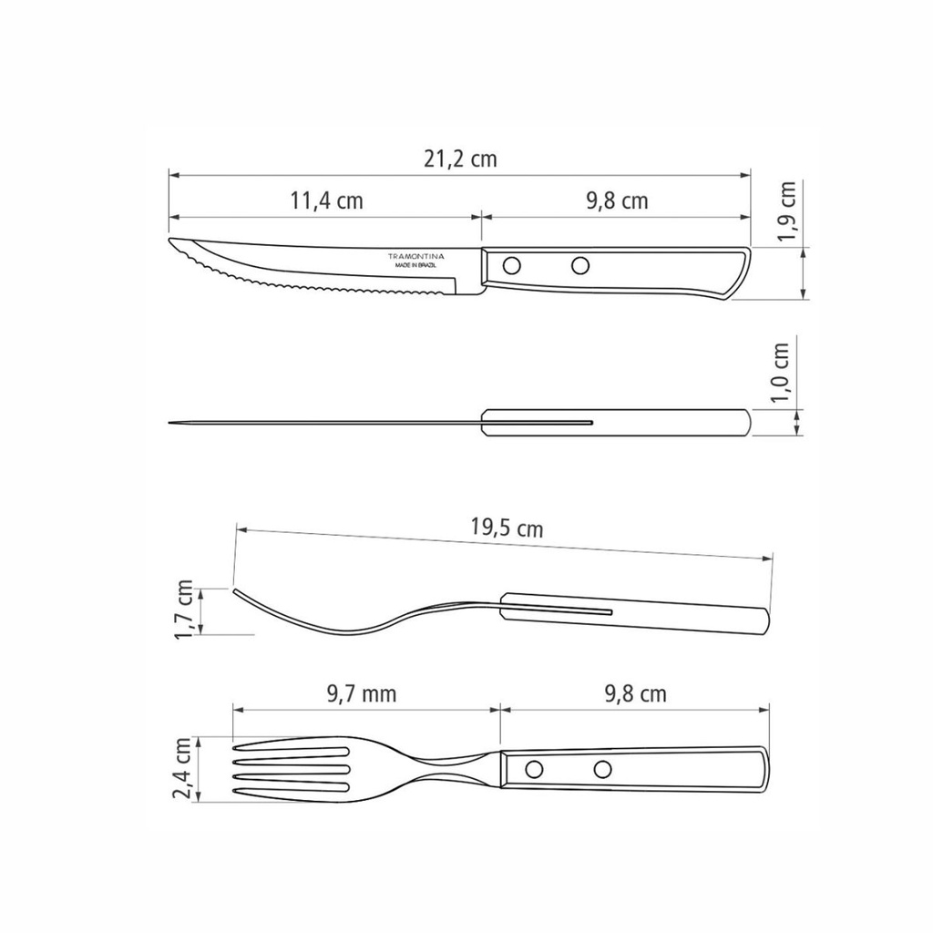 JUEGO DE CUBIERTOS TRAMONTINA 21199/789 POLYWOOD 14PZS