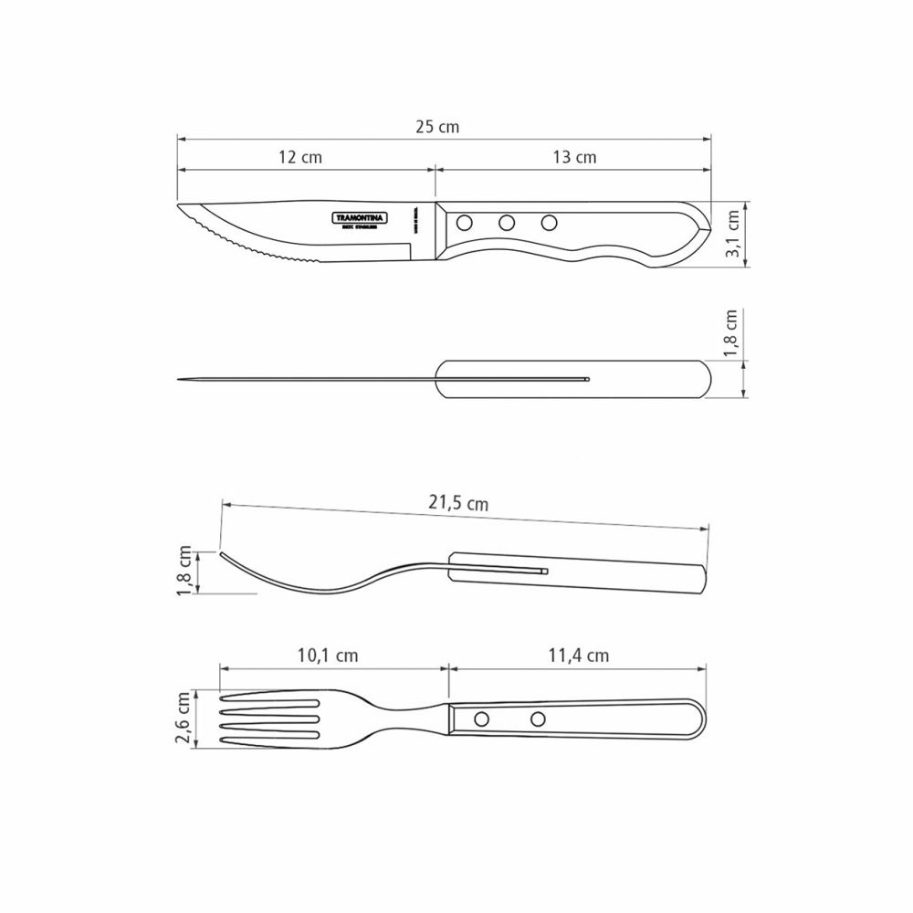JUEGO DE CUBIERTOS TRAMONTINA 21199/796 POLYWOOD 12PZS