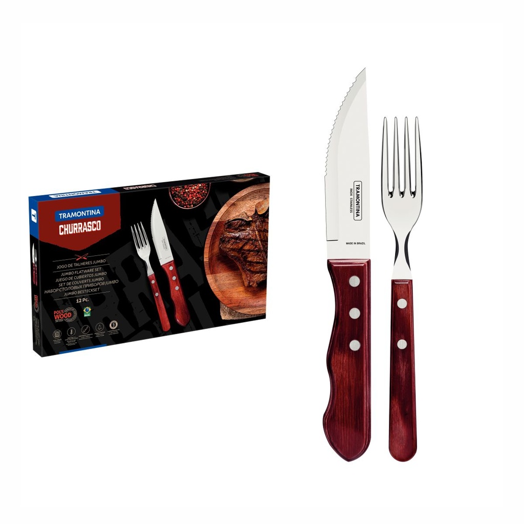 JUEGO DE CUBIERTOS TRAMONTINA 21199/796 POLYWOOD 12PZS