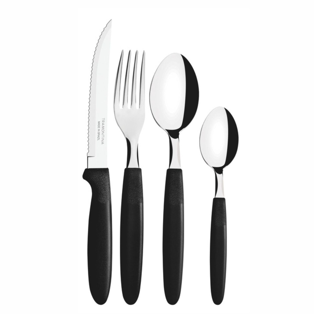 JUEGO DE CUBIERTOS TRAMONTINA 23399/091 IPANEMA NEGRO 24PZS