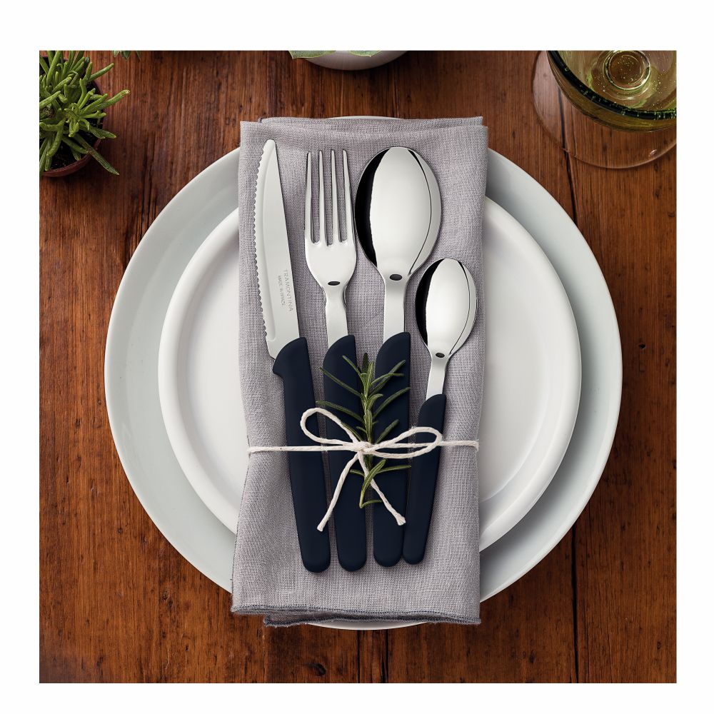 JUEGO DE CUBIERTOS TRAMONTINA 23499/021 CARMEL AZUL 24PZS