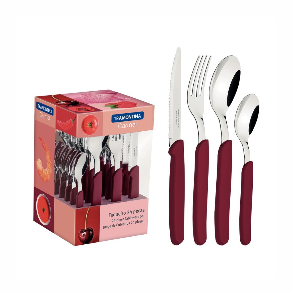 JUEGO DE CUBIERTOS TRAMONTINA 23499/027 CARMEL BORDO 24PZS