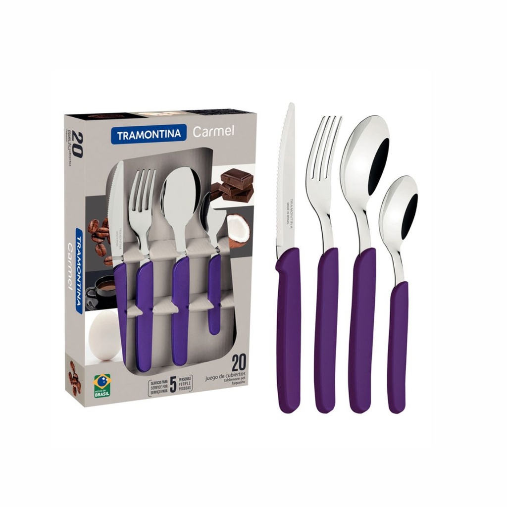JUEGO DE CUBIERTOS TRAMONTINA 23499/084 CARMEL LILA 20PZS