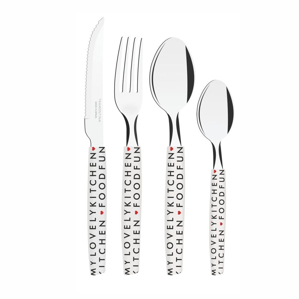 JUEGO DE CUBIERTOS TRAMONTINA 29899/090 MY LOVELY KITCHEN BLANCO 16PZS