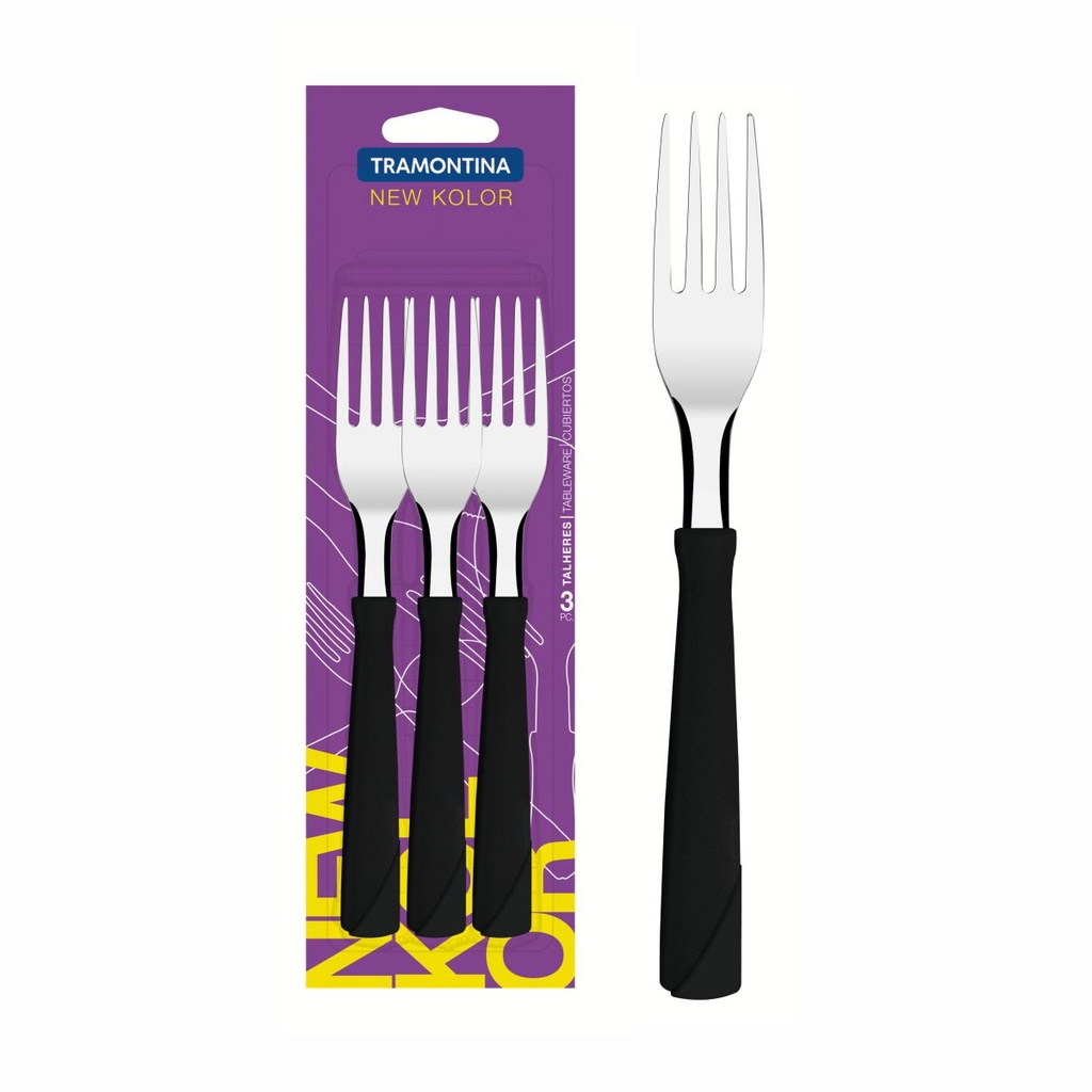 TENEDOR DE MESA TRAMONTINA 23162/300 NEW KOLOR NEGRO 3PZS