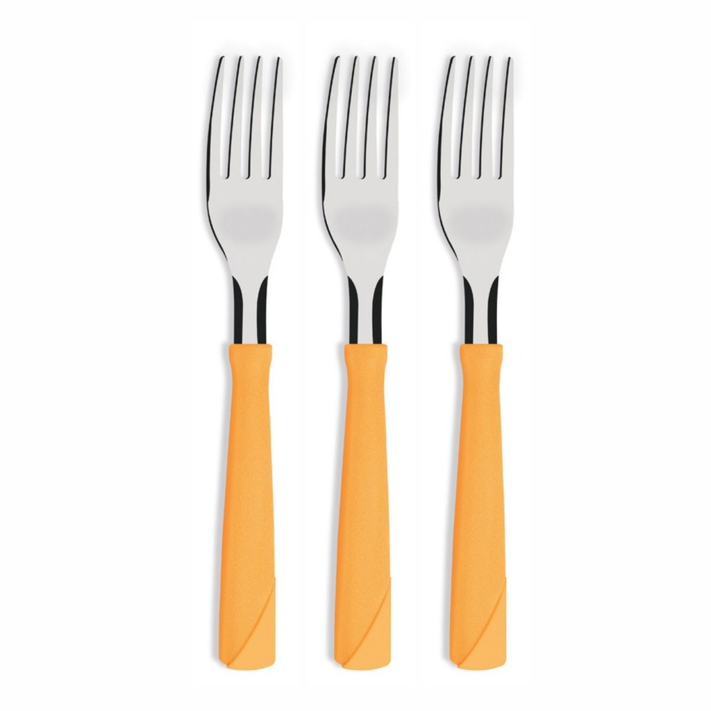 TENEDOR DE MESA TRAMONTINA 23162/340 NEW KOLOR NARANJA 3PZS