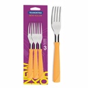TENEDOR DE MESA TRAMONTINA 23162/340 NEW KOLOR NARANJA 3PZS