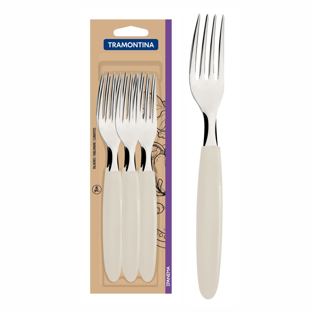 TENEDOR DE MESA TRAMONTINA 23362/666 IPANEMA GRIS 6PZS