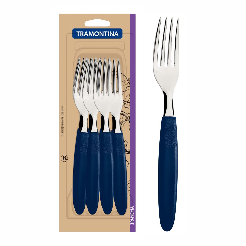 TENEDOR DE MESA TRAMONTINA 23362/910 IPANEMA AZUL 12PZS