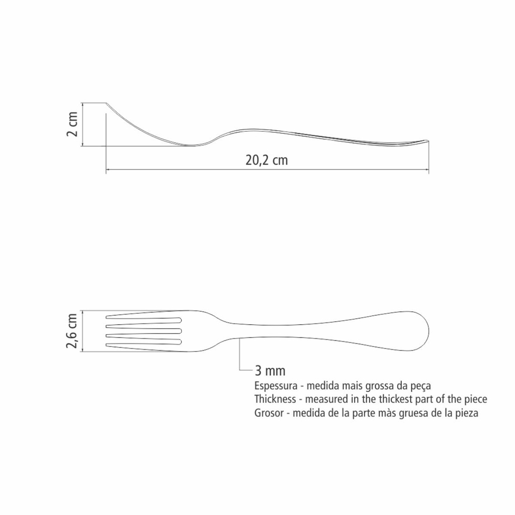TENEDOR DE MESA TRAMONTINA 63928/020 CLASSIC 12PZS