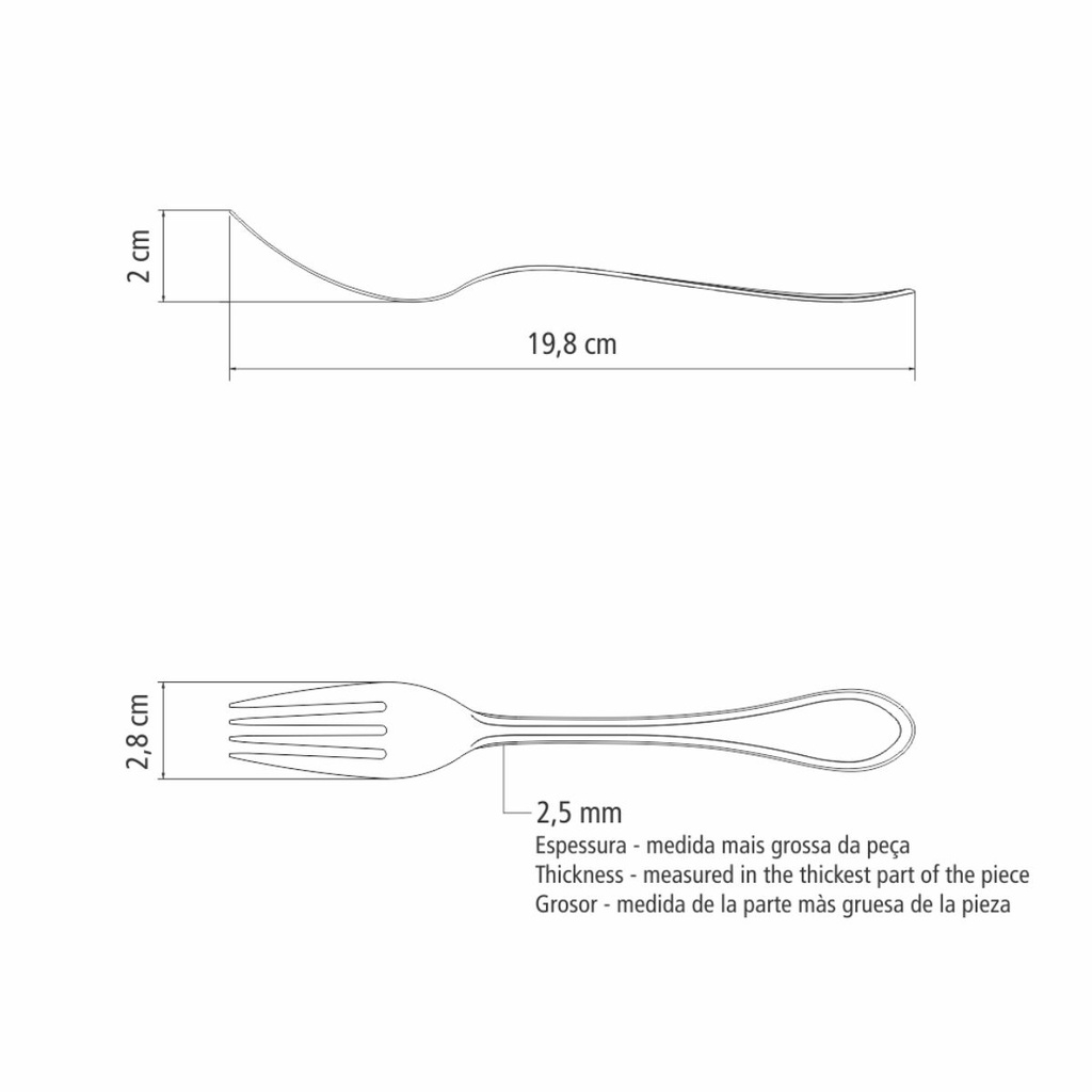 TENEDOR DE MESA TRAMONTINA 63932/020 ITALY 12PZS