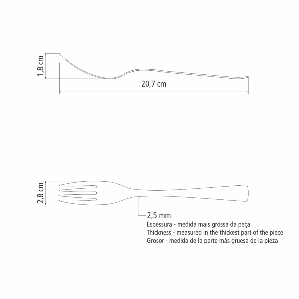 TENEDOR DE MESA TRAMONTINA 63934/020 BERLIN 12PZS34020