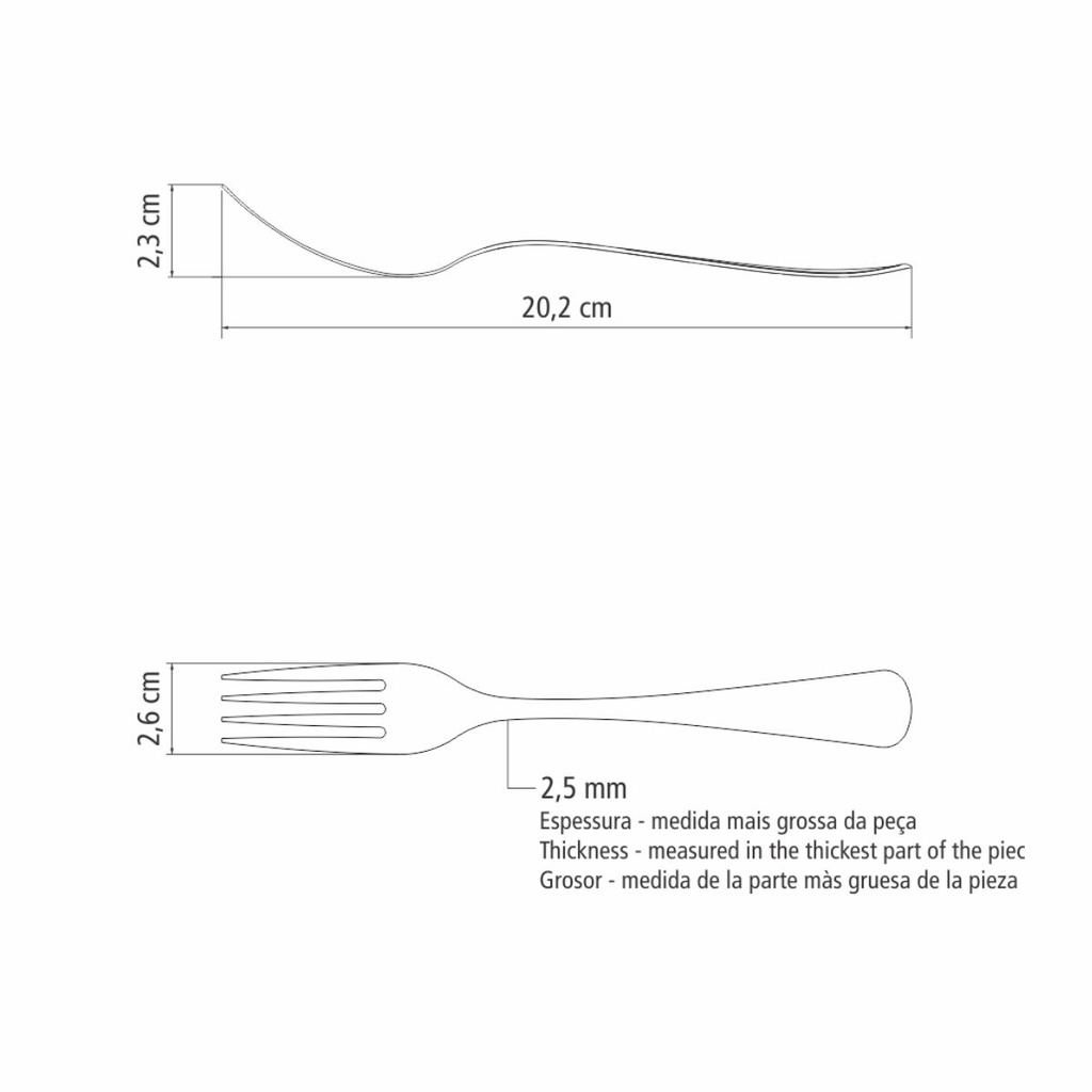 TENEDOR DE MESA TRAMONTINA 63986/020 ZURIQUE 12PZS