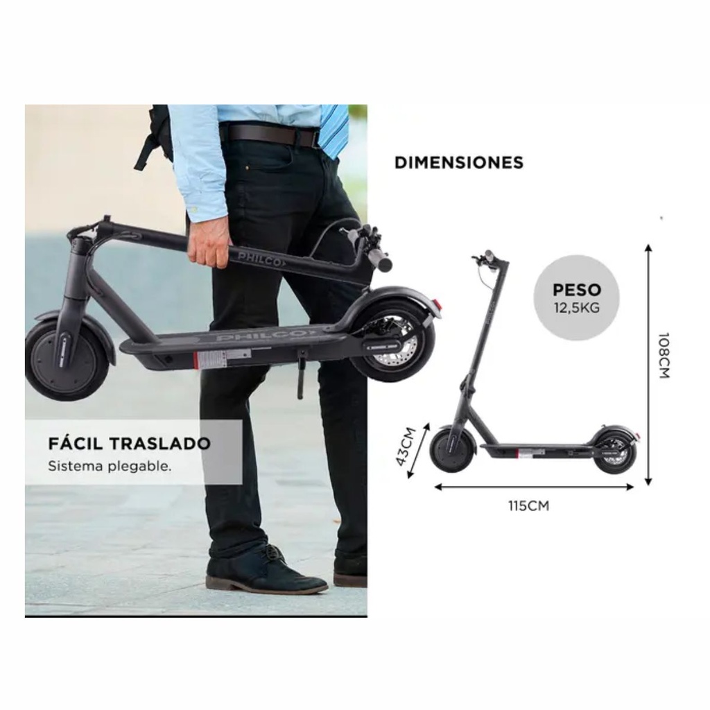 MONOPATIN ELECTRICO PHILCO MSMPANEM1P R8.5"