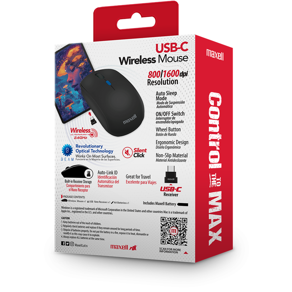 MOUSE MAXELL MOWL-200C NEGRO 348641