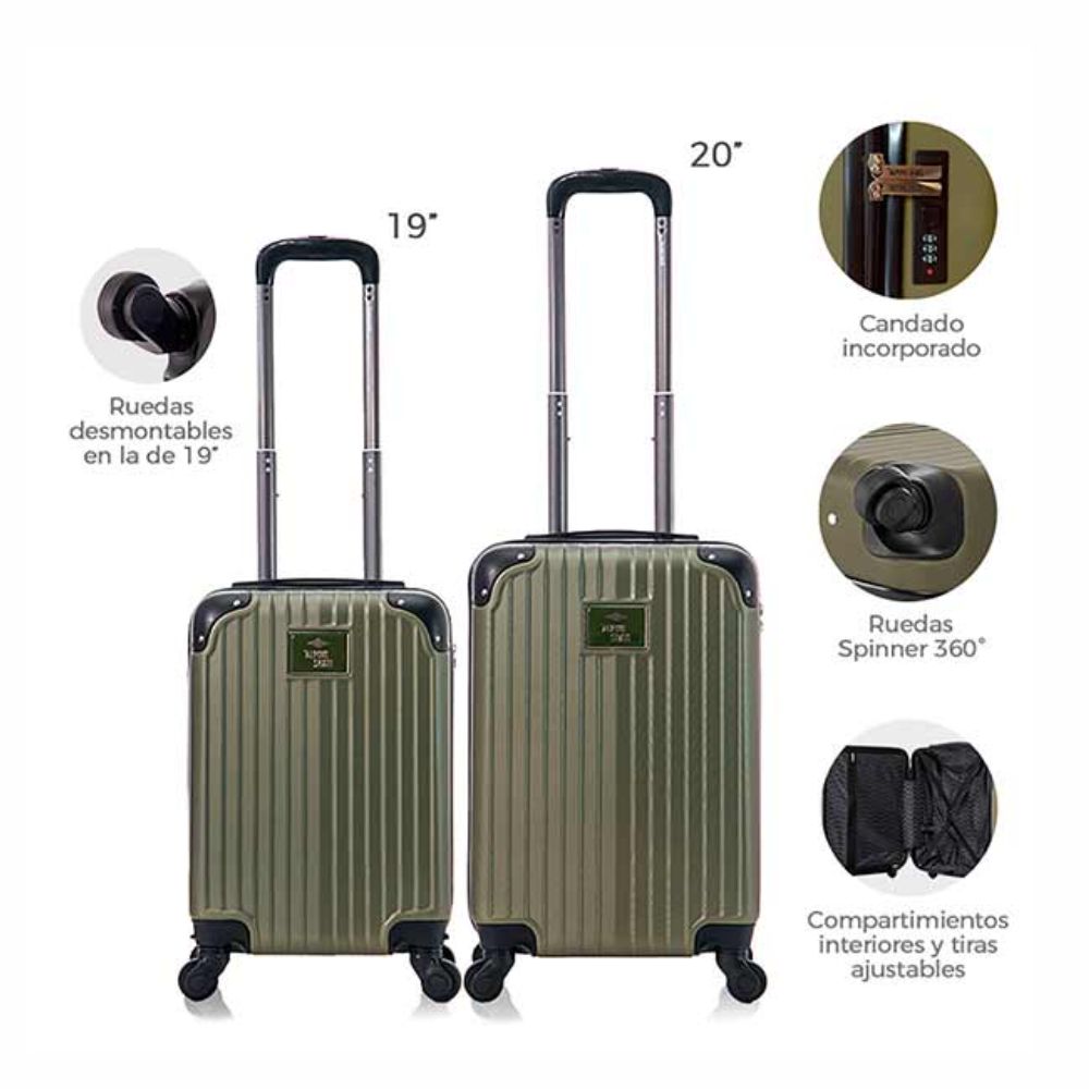SET VALIJAS ALPINE SKATE 27566 2PZ VERDE MILITAR