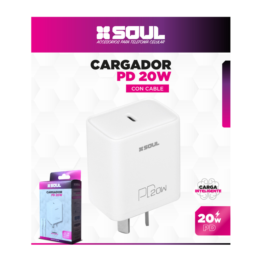 CARGADOR USB SOUL CVQ-PD20WT QC 20w TC-TC