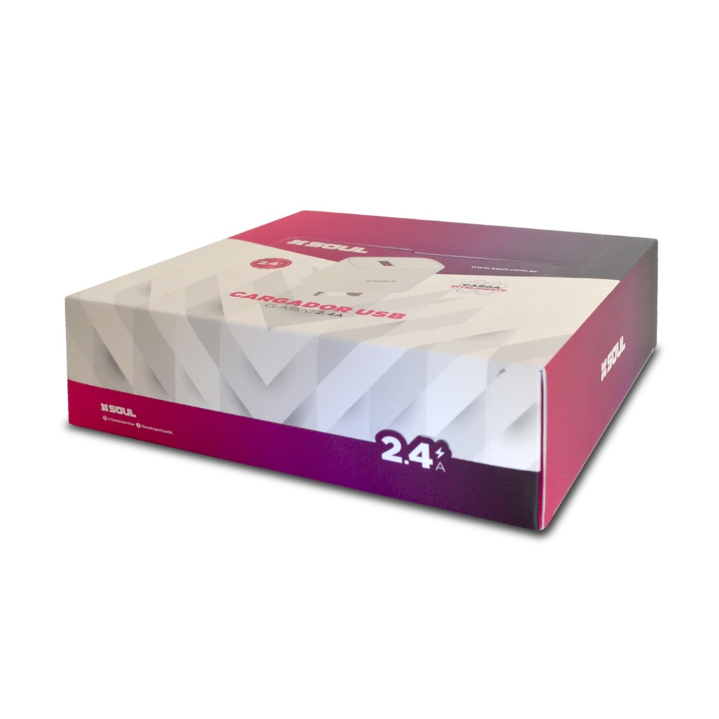 CARGADOR USB SOUL CLASSIC CVJ-XUSB1x20 2.4A SIN CABLE