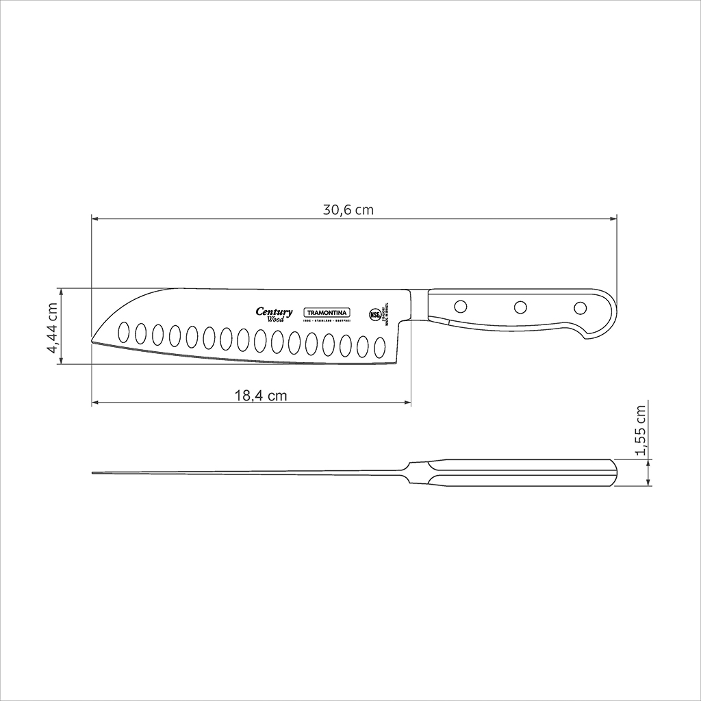 CUCHILLO CARNICERO TRAMONTINA 21542/197 CENTURY WOOD