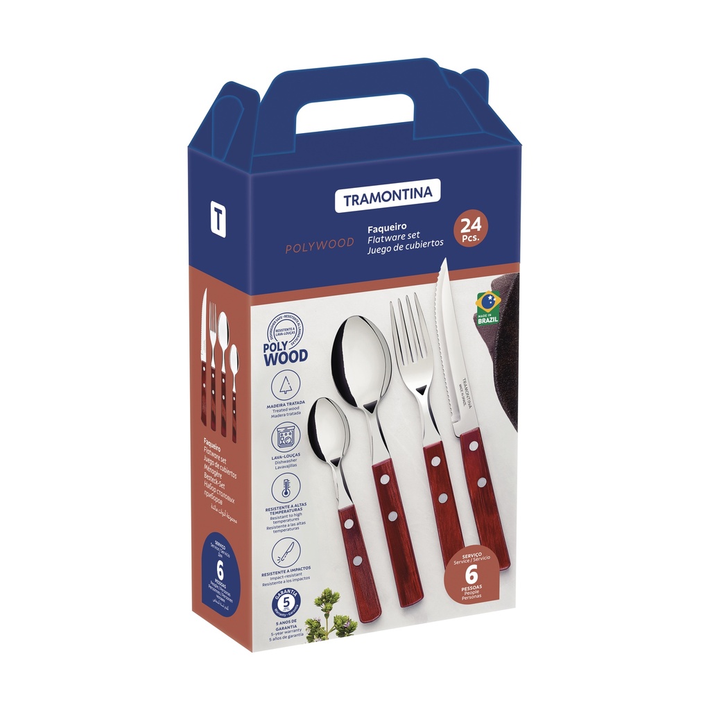 JUEGO CUBIERTOS TRAMONTINA 21199/705 POLYWOOD 24PZS